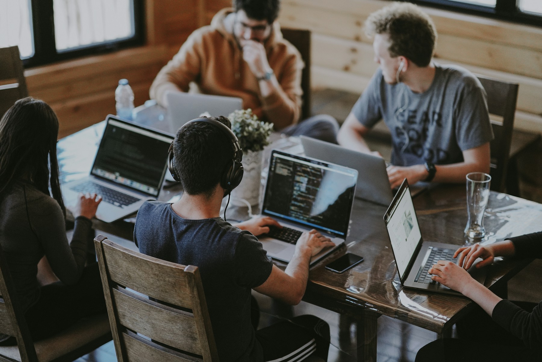 Technical team collaborating on business solutions